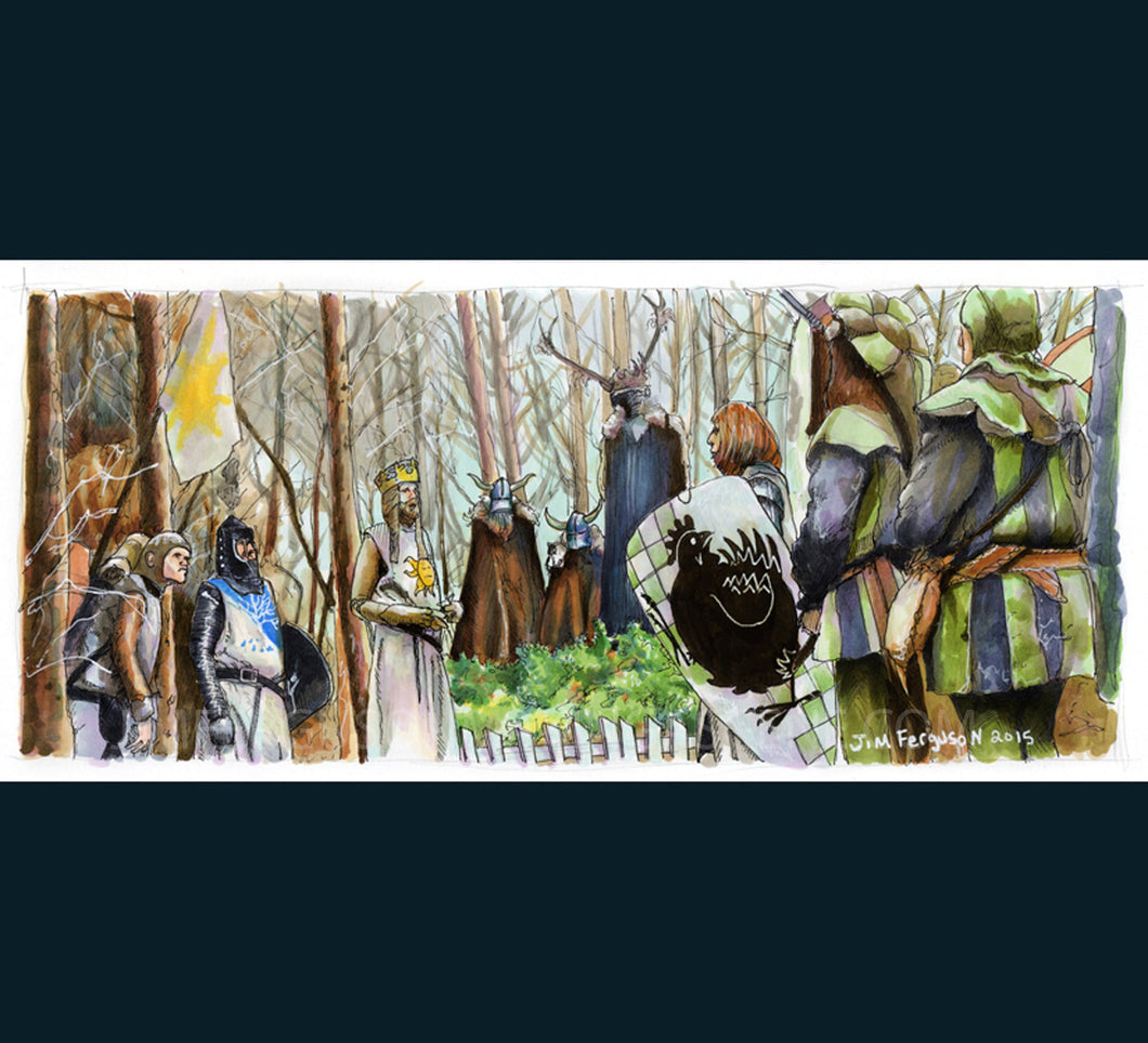 Monty Python and the Holy Grail - The Knights Who Say NI!  Print By Jim Ferguson