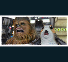 Load image into Gallery viewer, Star Wars - The Last Jedi- Chewie and Porg  Print By Jim Ferguson
