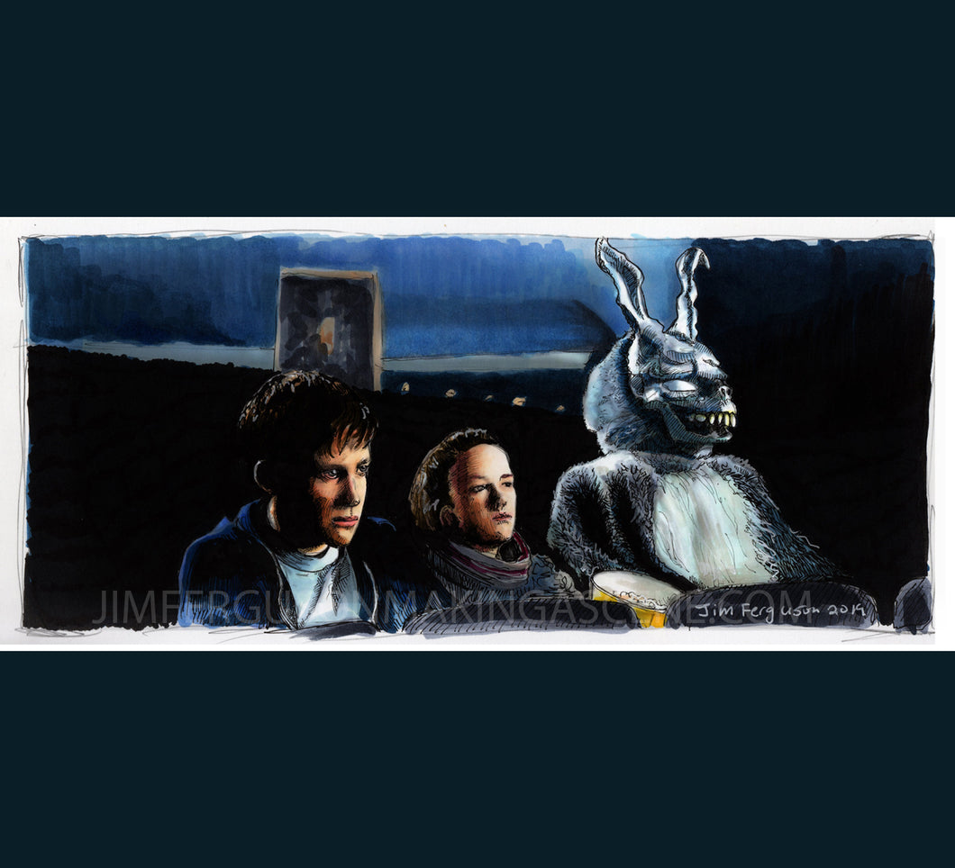 Donnie Darko - Why are you wearing that stupid bunny suit?  art Print By Jim Ferguson